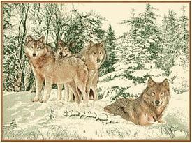 Круглый ковер Фауна 142-01  Волки