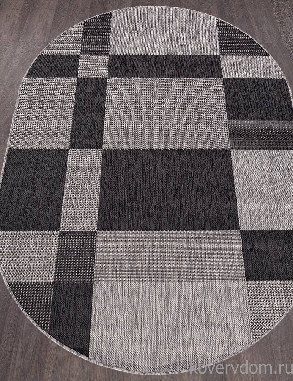Ковер циновка VEGAS S005 GRAY-BLACK Овал Ковер циновка VEGAS S005 GRAY-BLACK Овал