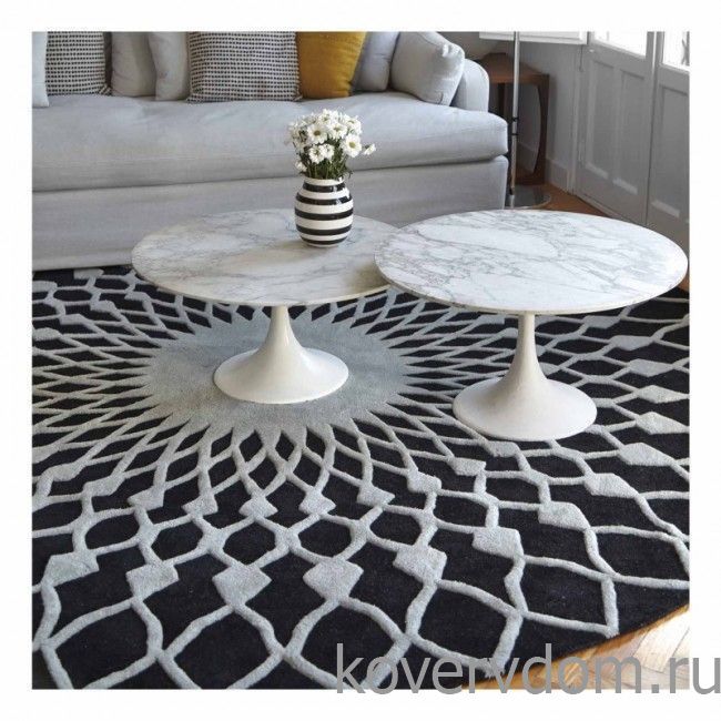 Ковер ручной работы CALEIDOSCOPIO черно-белый круглый Ковер ручной работы CALEIDOSCOPIO черно-белый круглый