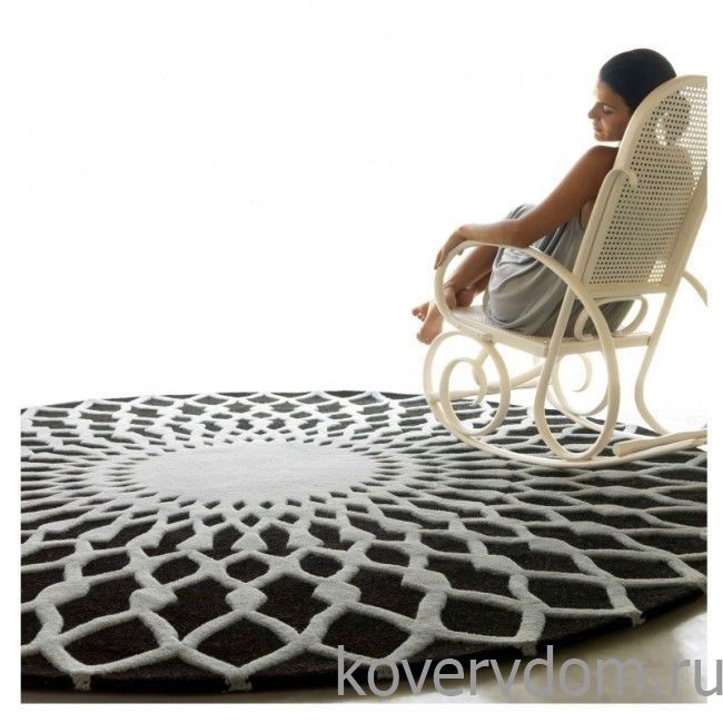 Ковер ручной работы CALEIDOSCOPIO черно-белый круглый Ковер ручной работы CALEIDOSCOPIO черно-белый круглый