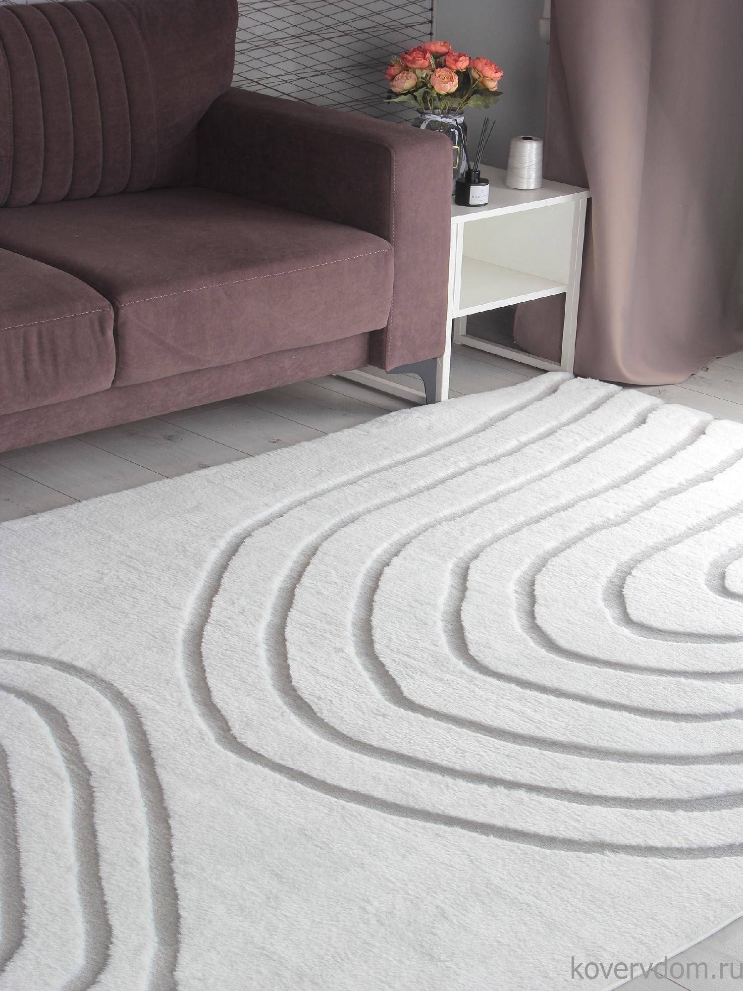 Ковер из искусственного меха RABBIT CARVING PX4002 CREAM / GREY