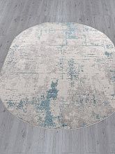 Пушистый ковер LIMAN F169 CREAM-D.BLUE Овал