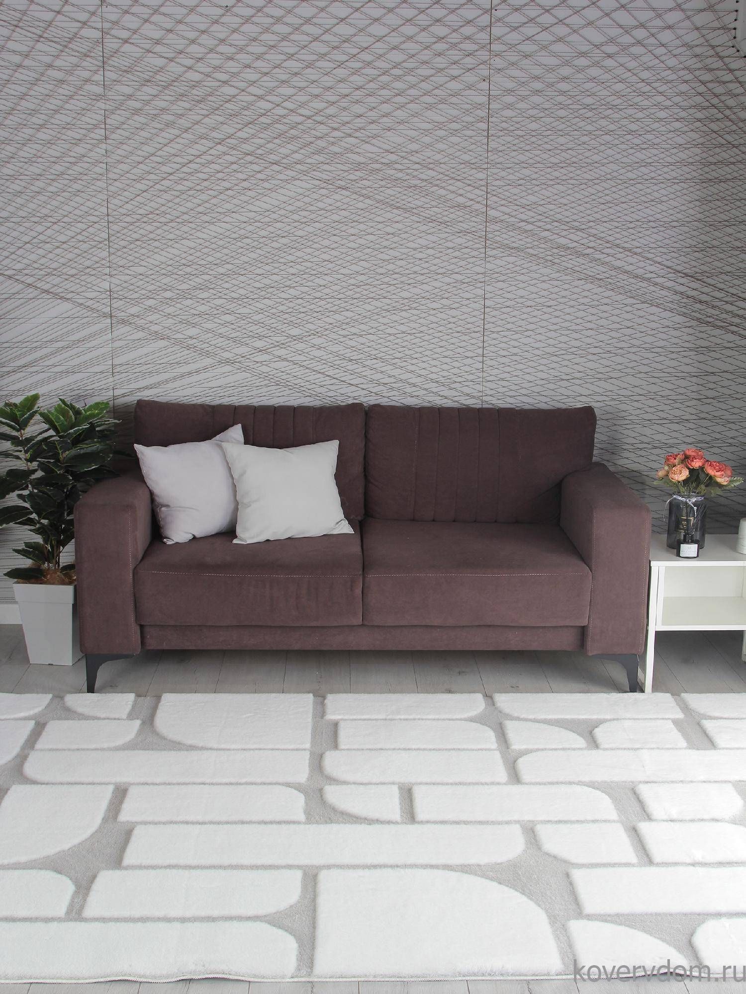 Ковер из искусственного меха RABBIT CARVING PX4001 CREAM / GREY