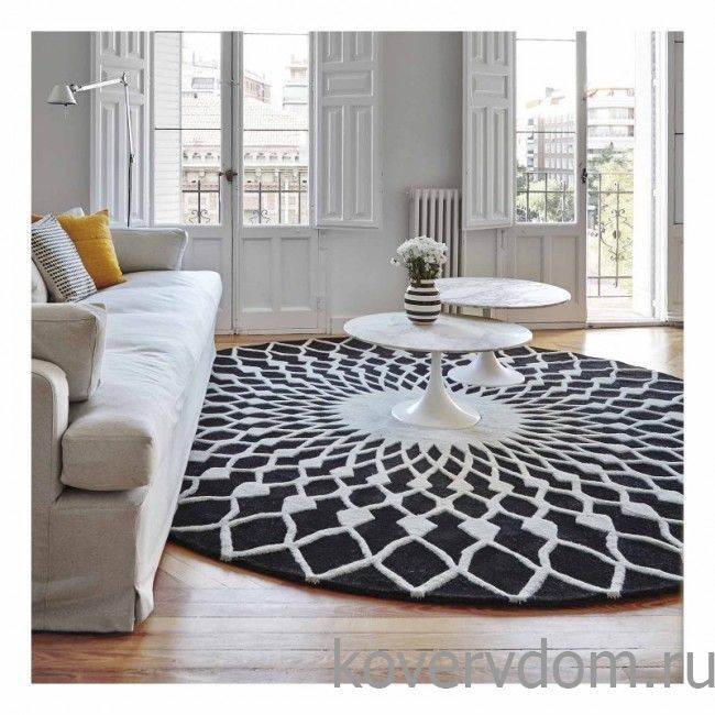 Ковер ручной работы CALEIDOSCOPIO черно-белый круглый Ковер ручной работы CALEIDOSCOPIO черно-белый круглый